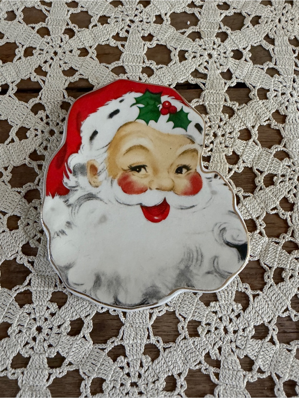 Vintage-Inspired Santa Face Holiday Trinket Dish